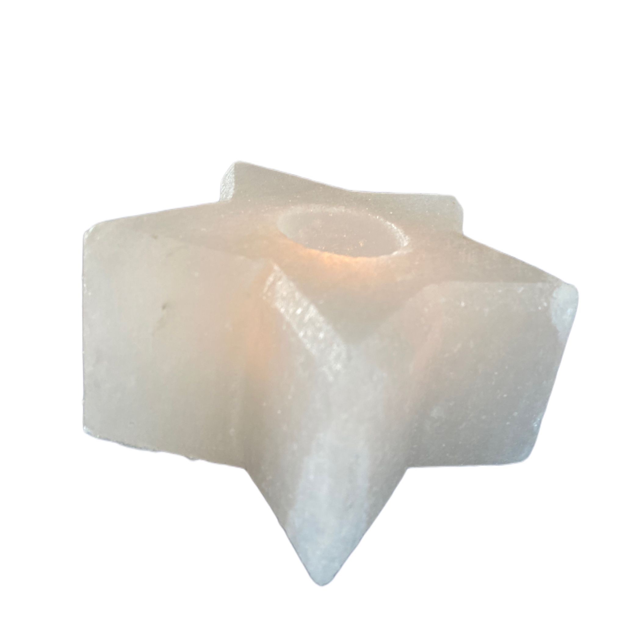 Portacandele stella grande di sale bianco