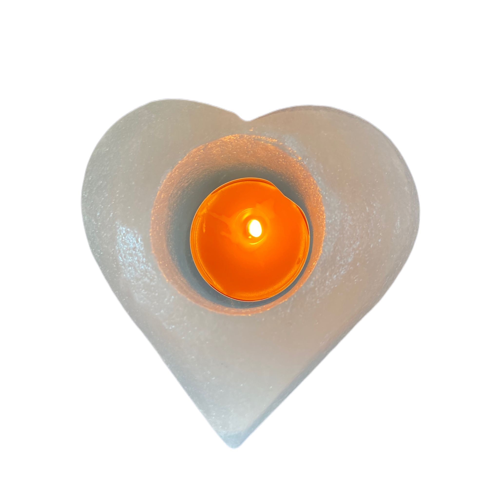 Portacandele cuore sale bianco