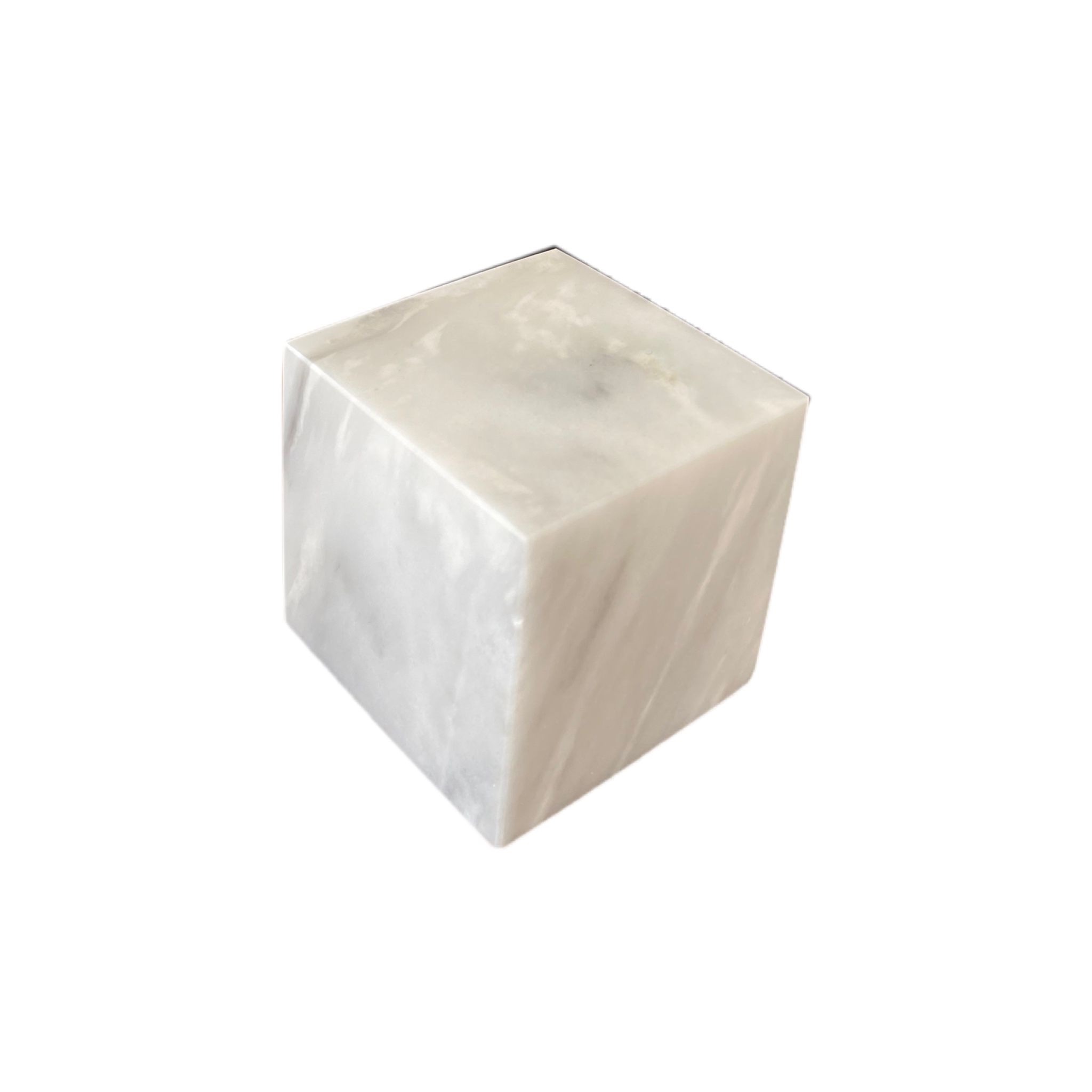 Cubo fermacarte in marmo bianco