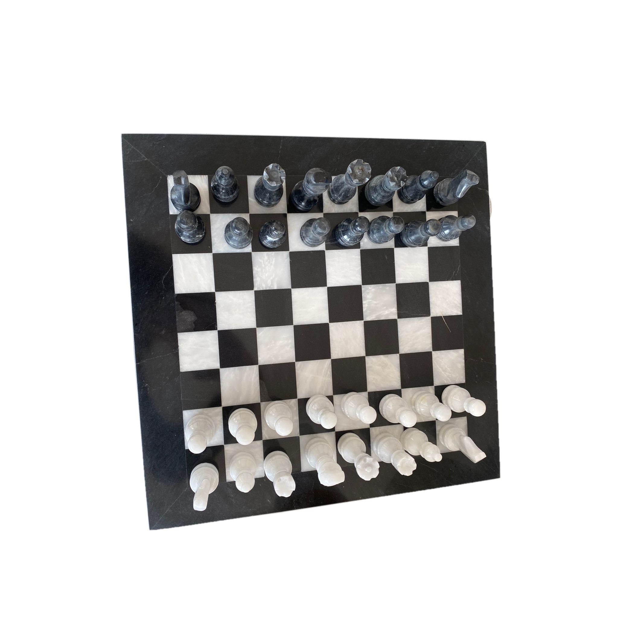 Scacchiera completa in marmo bianco e nero 40x40cm , gioco degli scacchi - immagine 5